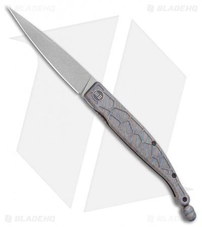 WE Knife Co. Roman Frame Lock Blue Flamed Gray Titanium (4.00"  SW) 2008D