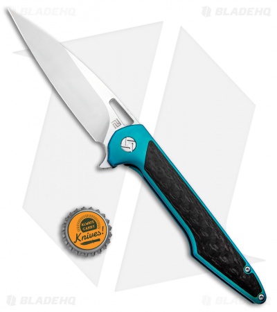 Artisan Cutlery Archaeo Frame Lock Flipper Knife Green Ti/CF (3.75" Satin)
