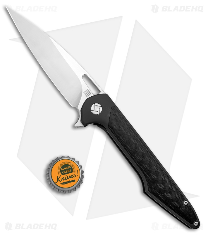 Artisan Cutlery Archaeo Frame Lock Flipper Knife Black Ti/CF (3.75" Satin)