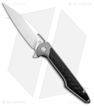 Artisan Cutlery Archaeo Frame Lock Flipper Knife Gray Ti/CF (3.75" Satin)