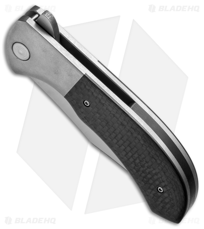 Chuck Gedraitis Tanto/Bowie Flipper Knife Carbon Fiber/Titanium  (3.6" Two-Tone)