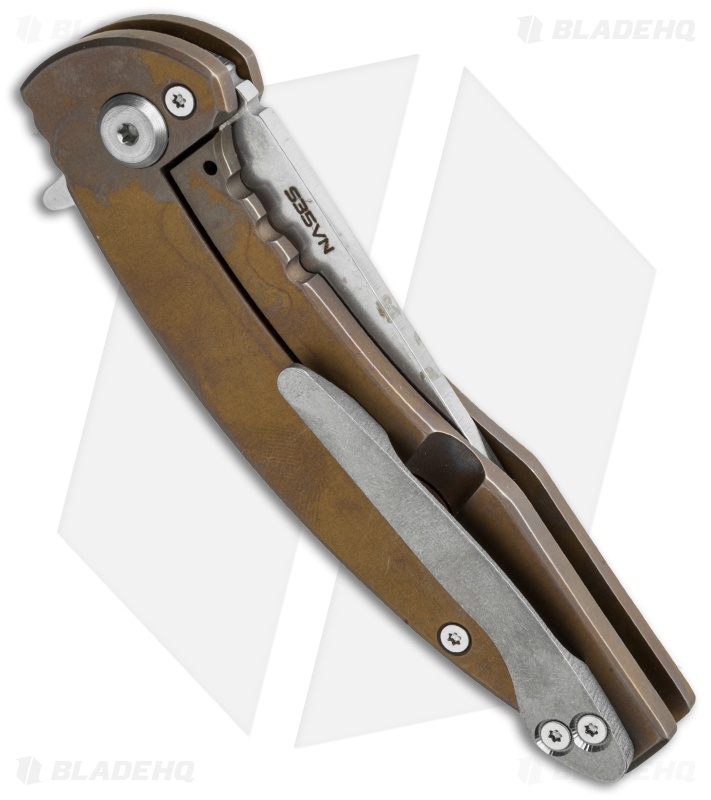 Fodale Orion Flipper Knife Titanium Bronze (3.375" Stonewash)