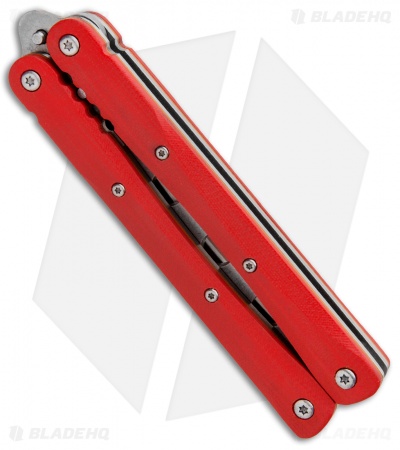 BlackFox Balisong Butterfly Trainer knife Red G-10  (3.8" Stonewash)