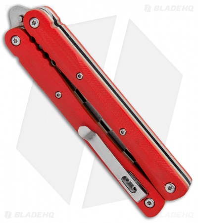 BlackFox Balisong Butterfly Trainer knife Red G-10  (3.8" Stonewash)