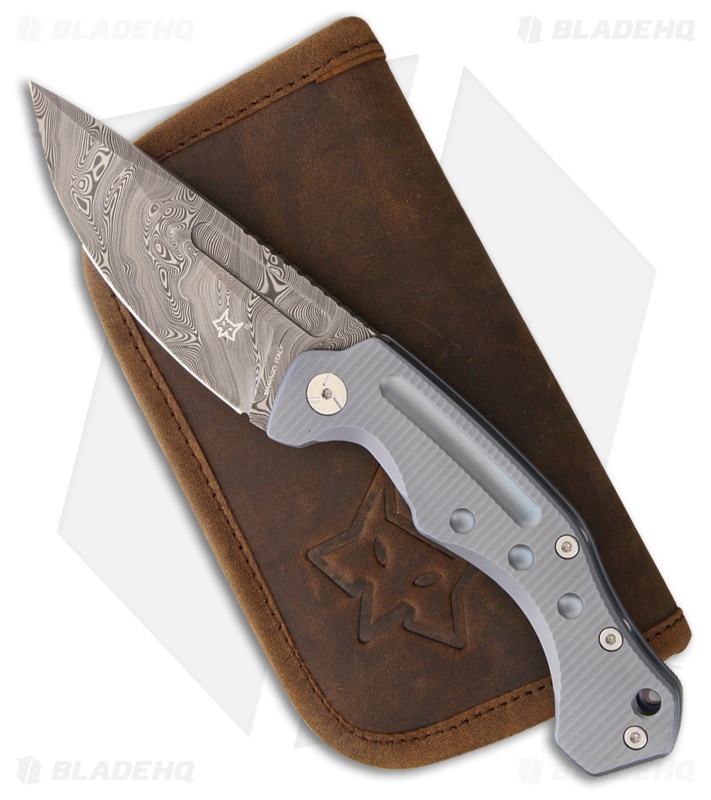 Fox Desert Fox Folding Knife Blue Titanium (3.75" Damasteel) FX-521 DLB