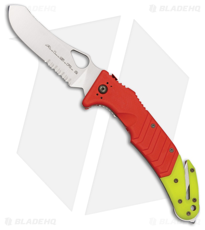 Fox Knives A.L.S.R. Folding Knife Red/Yellow Forprene (3.875" Serr) 