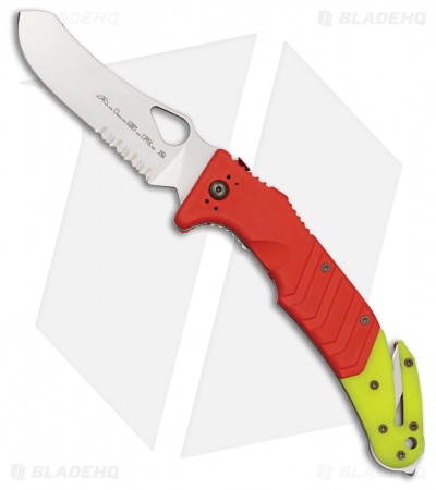 Fox Knives A.L.S.R. Folding Knife Red/Yellow Forprene (3.875" Serr) 