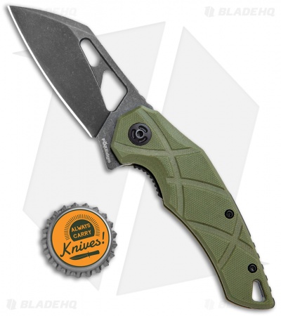 FoxEdge Atrax Flipper Folding Knife OD Green G10 (3.5" Black SW)