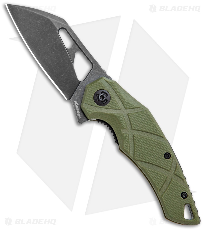 FoxEdge Atrax Flipper Folding Knife OD Green G10 (3.5" Black SW)