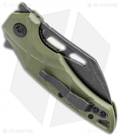 FoxEdge Atrax Flipper Folding Knife OD Green G10 (3.5" Black SW)