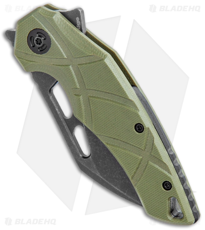 FoxEdge Atrax Flipper Folding Knife OD Green G10 (3.5" Black SW)