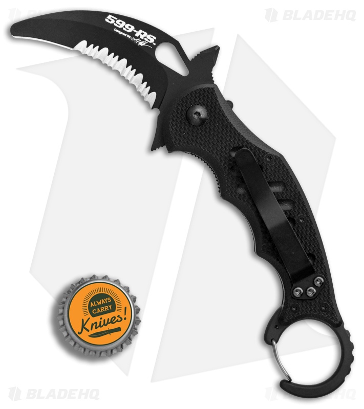 Fox Knives Karambit | Liner Lock Rescue Knife | Black G-10