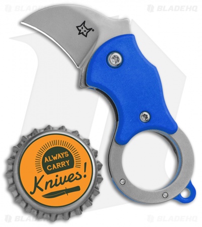 Fox Knives Mini-KA Linerlock Karambit Knife Blue (1" Bead Blast) FX-535 BL