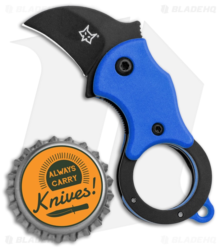 Fox Knives Mini-KA Linerlock Karambit Knife Blue (1" Black) FX-535 BLB