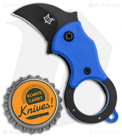 Fox Knives Mini-KA Linerlock Karambit Knife Blue (1" Black) FX-535 BLB