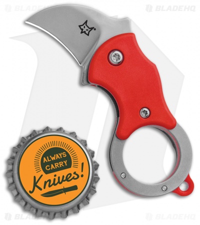 Fox Knives Mini-KA Linerlock Karambit Knife Red (1" Bead Blast) FX-535 R