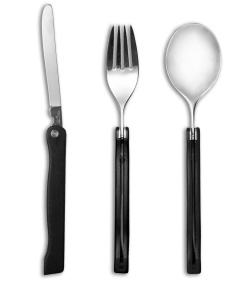 Fox Knives Folding Tableware Camping Set with Sheath (Black)