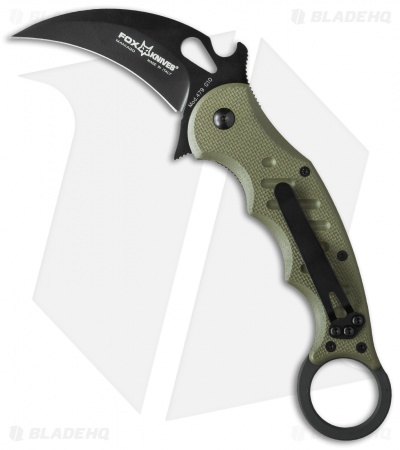 Fox Knives Karambit Folder Knife OD Green G-10 (3.1" Black) 479 OD