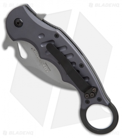 Fox Knives Karambit Folder Knife Gray Aluminum (3.2" Bead Blast) 478