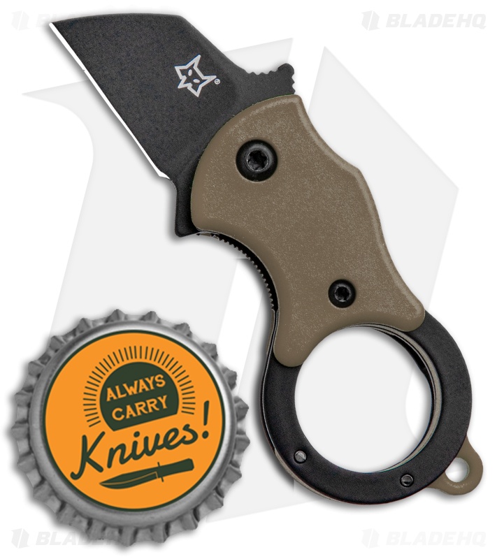 Fox Knives Mini-TA Liner Lock Karambit Knife Coyote (1" Black) FX-536CBB