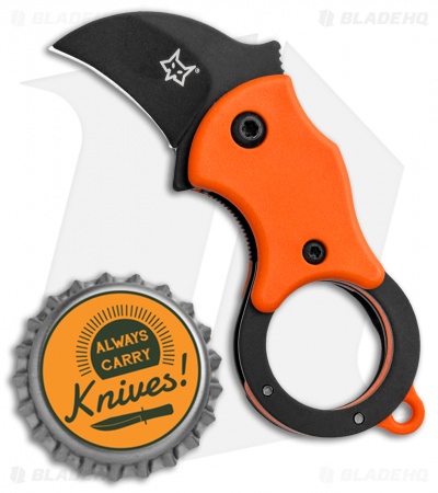 Fox Knives Mini-KA Linerlock Karambit Knife Orange (1" Black) FX-535 OB