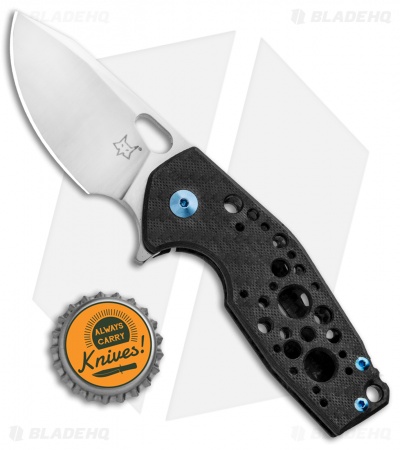 Fox Knives Vox Suru Flipper Knife Carbon Fiber Blue Hardware (2.3" Satin M390)