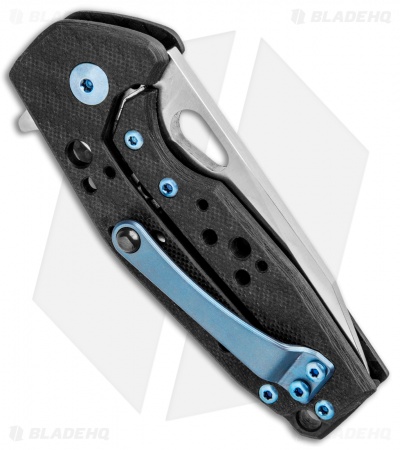 Fox Knives Vox Suru Flipper Knife Carbon Fiber Blue Hardware (2.3" Satin M390)