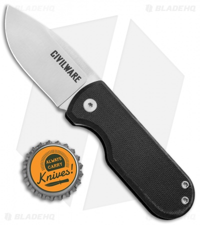 Civilware Pointer Friction Folder Knife Black G-10 (2.25" Satin)