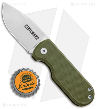 Civilware Pointer Friction Folder Knife OD Green G-10 (2.25" Satin)