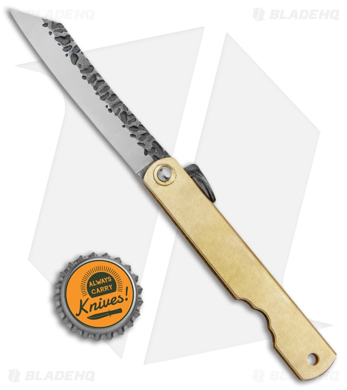 Higonokami Hoseki Folding Knife Brass (2.95" Black)