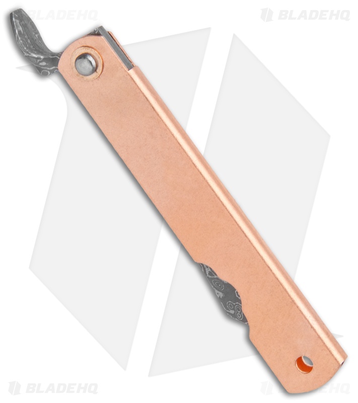Higonokami Irogane Folding Knife Brass (2.95" Damascus)
