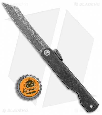 Higonokami Kinzoku Folding Knife Black Stainless Steel (2.95" Damascus)