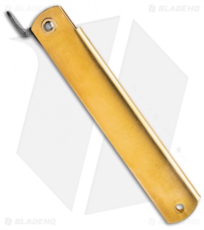 Nagao Higonokami Friction Folder 120mm Brass (3.75" Aogami) HIGO 11