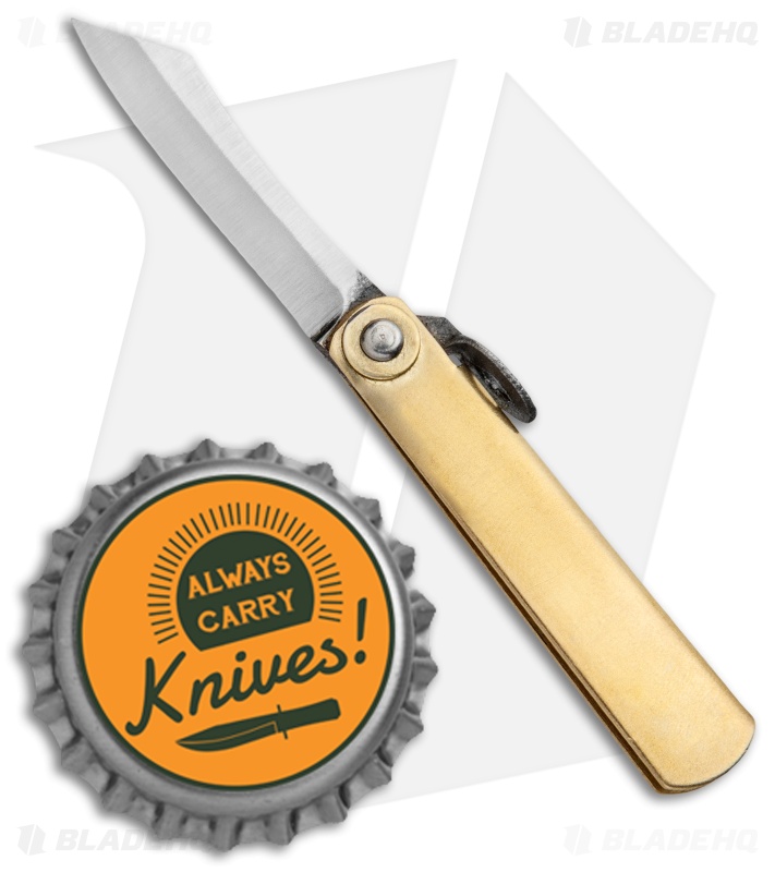 Nagao Higonokami | Friction Folder Knife | Brass w/ Red Sheath