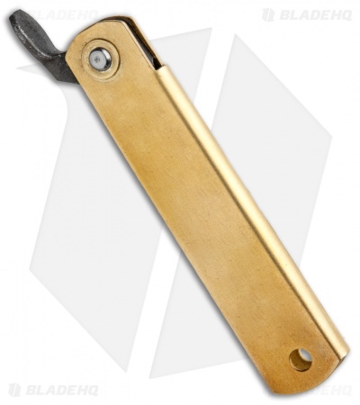 Nagao Higonokami Friction Folding Knife Brass (2" Blue Paper Steel) Red Sheath