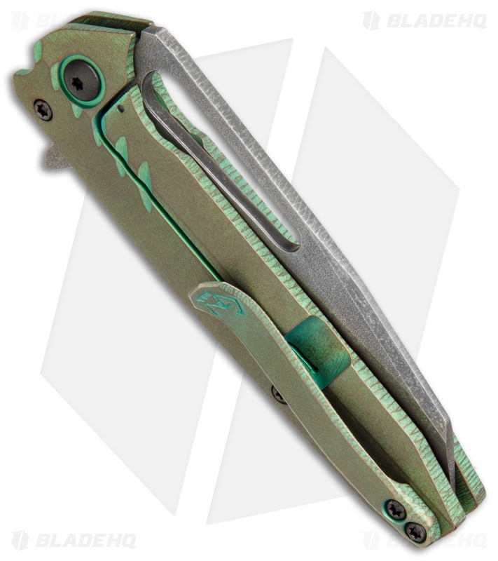 Gavko Custom Blacktip Frame Lock Knife Green/Bronze Ti (3.5" Acid SW)