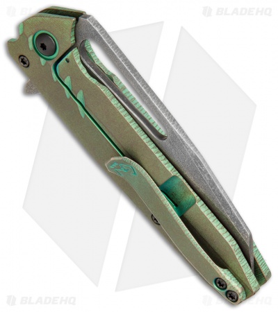 Gavko Custom Blacktip Frame Lock Knife Green/Bronze Ti (3.5" Acid SW)