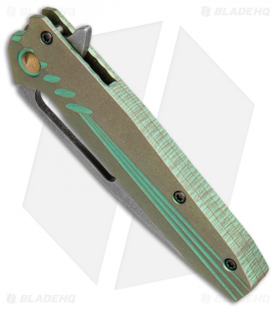Gavko Custom Blacktip Frame Lock Knife Green/Bronze Ti (3.5" Acid SW)