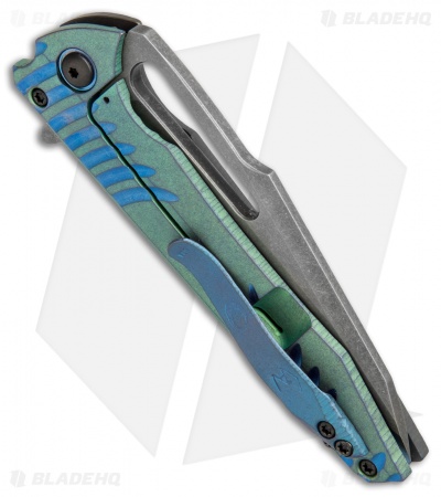 Gavko Custom Mako Frame Lock Knife Green Ti/Zirconium (3.75" Acid SW)