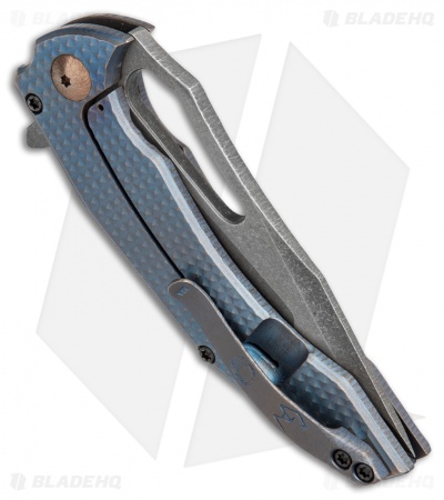 Gavko Custom Spinner 2.0 Frame Lock Knife Blue Titanium (3.5" Acid SW)