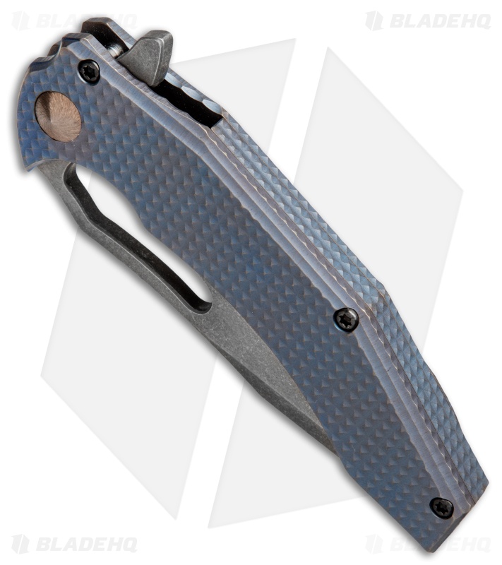 Gavko Custom Spinner 2.0 Frame Lock Knife Blue Titanium (3.5" Acid SW)