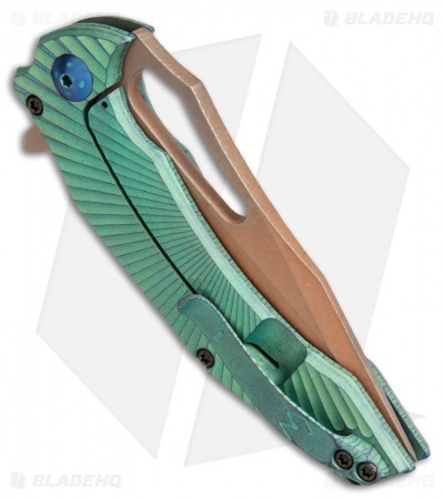 Gavko Custom Spinner 2.0 Frame Lock Knife Green Titanium (3.5" Copperwash)