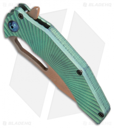 Gavko Custom Spinner 2.0 Frame Lock Knife Green Titanium (3.5" Copperwash)