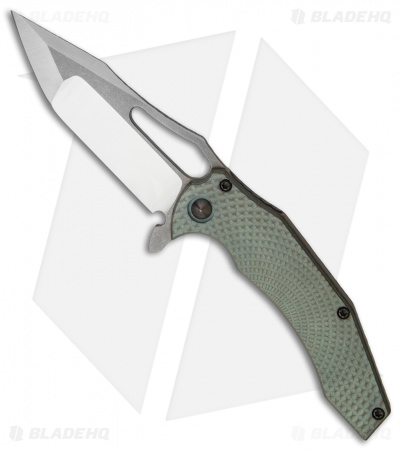 Gavko Custom Spinner 2.0 Frame Lock Knife Green Stud Ti (3.5" Satin/SW)