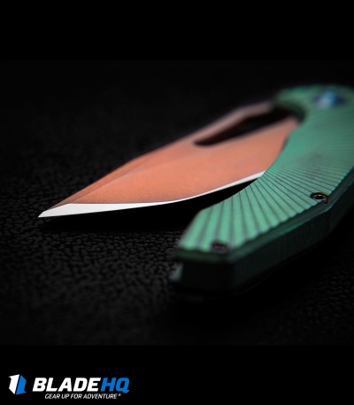 Gavko Custom Spinner 2.0 Frame Lock Knife Green Titanium (3.5" Copperwash)