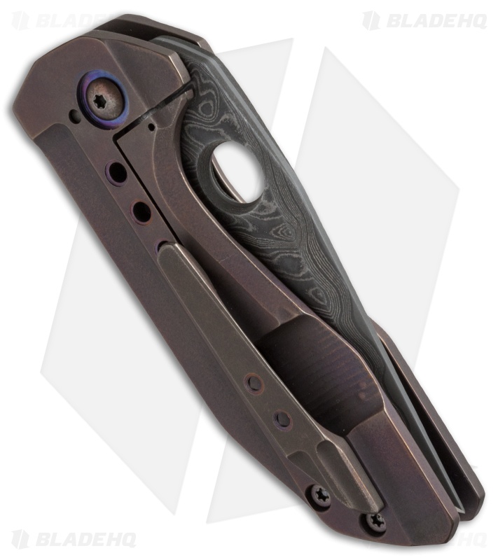 TuffKnives Custom Mini Catalyst Frame Lock Knife Ti (3.5" Damascus)