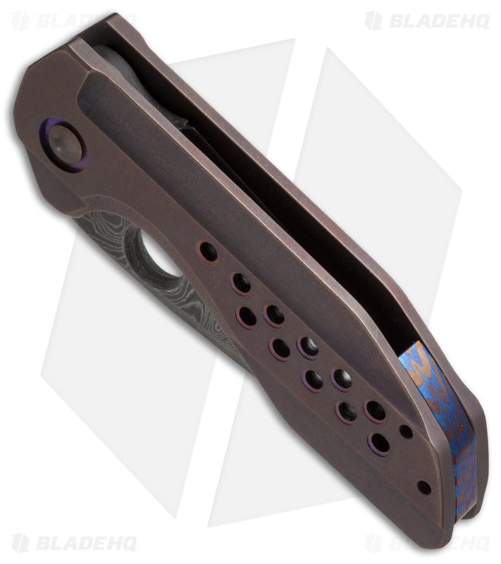 TuffKnives Custom Mini Catalyst Frame Lock Knife Ti (3.5" Damascus)