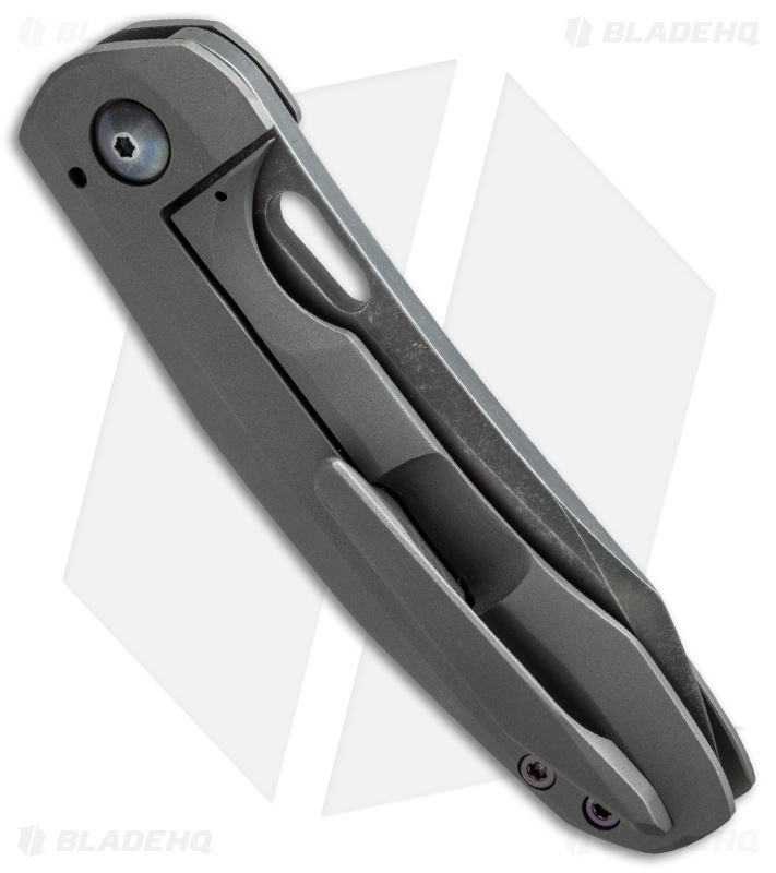 TuffKnives Custom Tanic 2 Knife Gray BB Titanium (3.5" Acid SW)