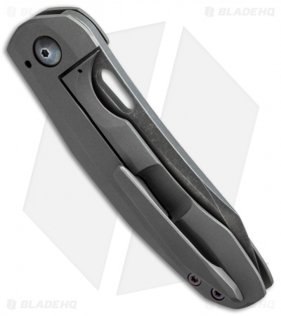 TuffKnives Custom Tanic 2 Knife Gray BB Titanium (3.5" Acid SW)