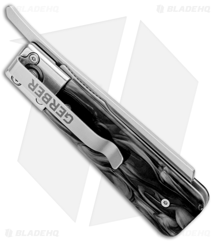 Gerber Jukebox Front Flipper Liner Lock Knife Black Marble (2.75" Satin)